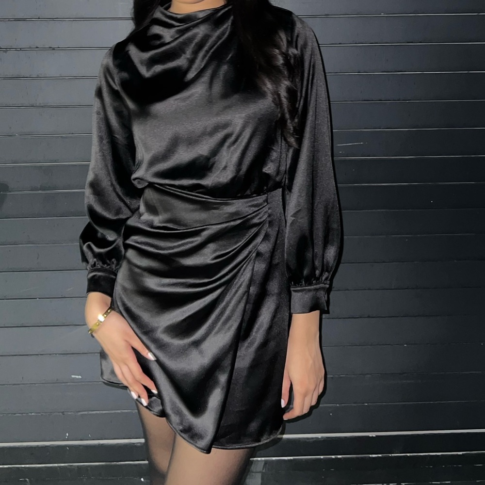 Zara black satin dress